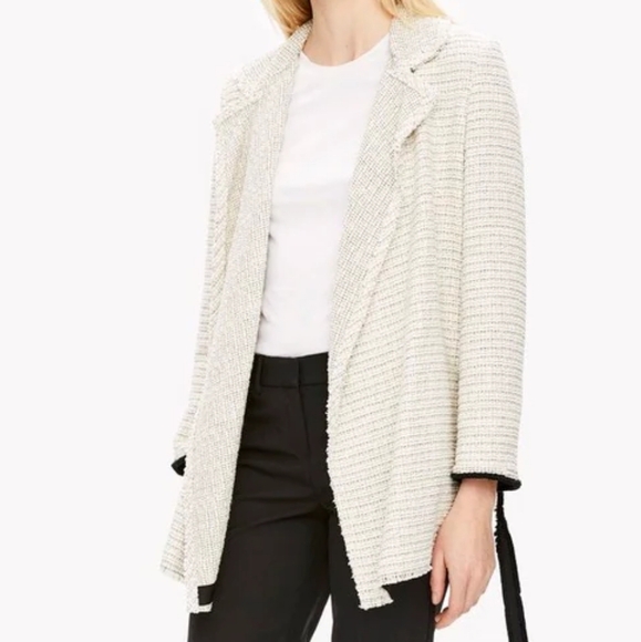 Theory Tweed Relaxed Open Front Pockets Belted Casual Women's Jacket Size XS. - Picture 3 of 15